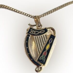 Tara Gold Irish Harp Pendant Necklace NEW IN BOX